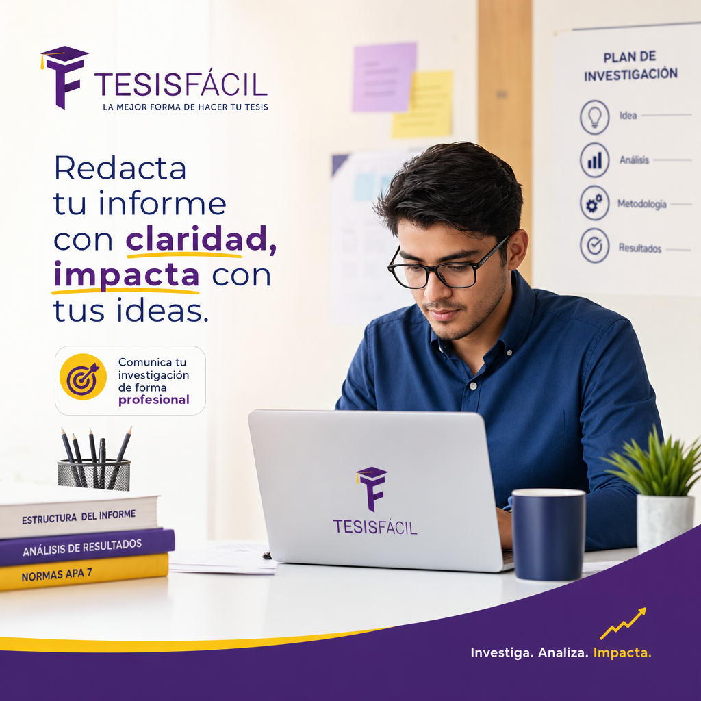 Estudiante profesional redactando un informe de trabajo de pasantías en un ambiente moderno y organizado, simbolizando la importancia de un trabajo de pasantías de calidad