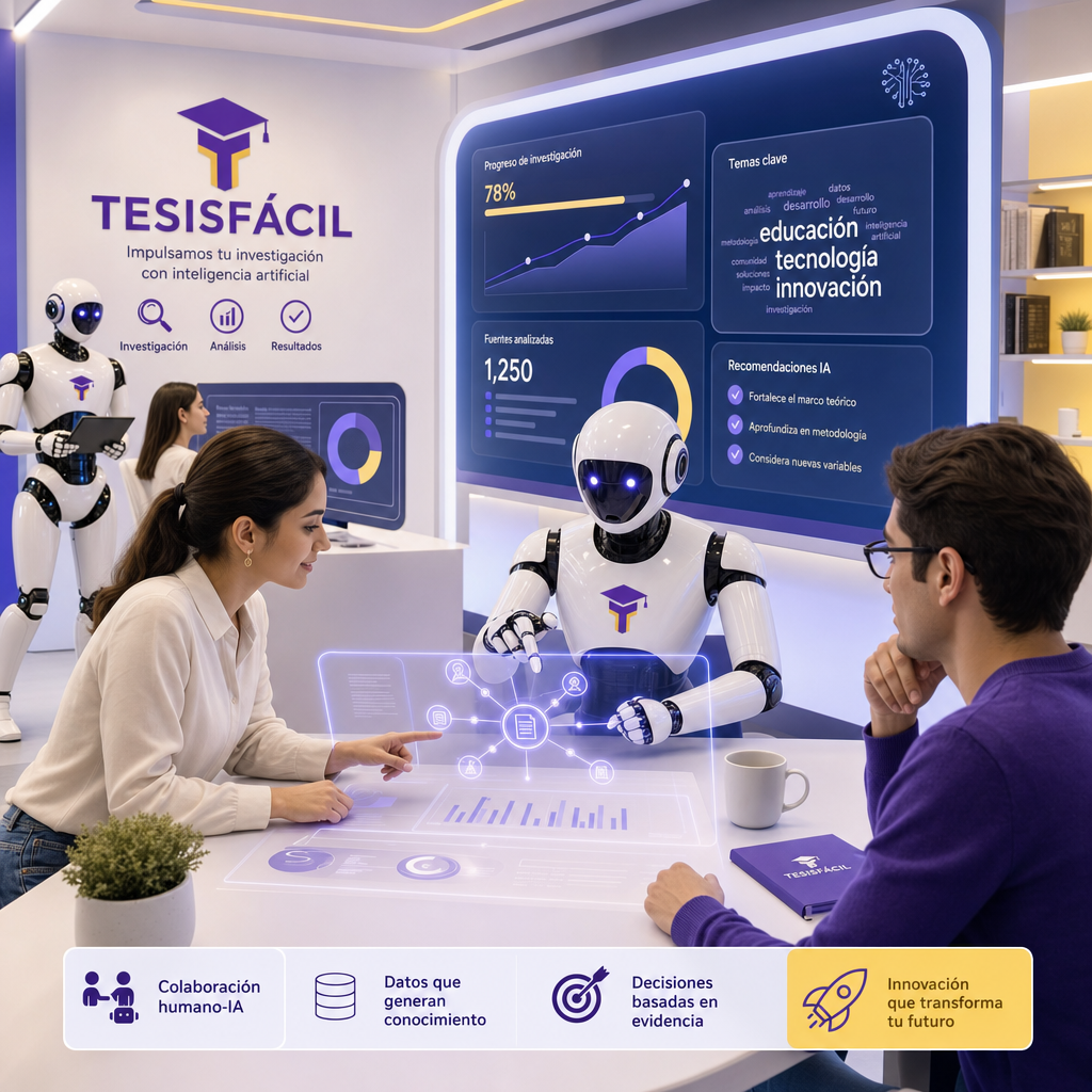 Representación profesional de un entorno laboral donde humanos y máquinas inteligentes colaboran, simbolizando el impacto de la inteligencia artificial en el futuro del trabajo y la sociedad.