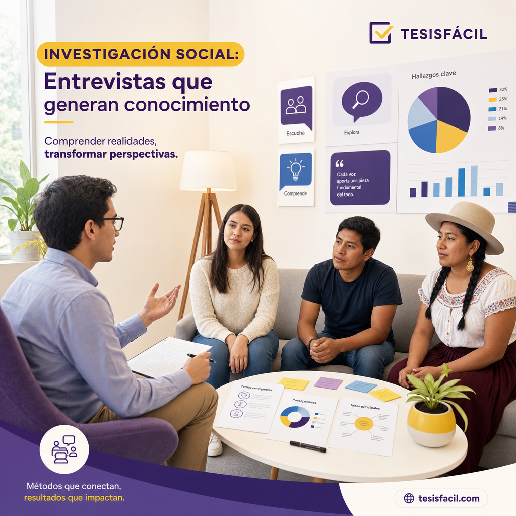 Investigador aplicando métodos de investigación cualitativa para recopilar datos en un entorno social diverso y analizando resultados en su laptop