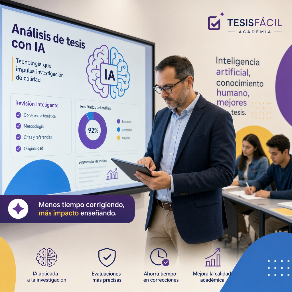 Evaluación académica de tesis universitarias con herramientas de inteligencia artificial en un entorno moderno y profesional