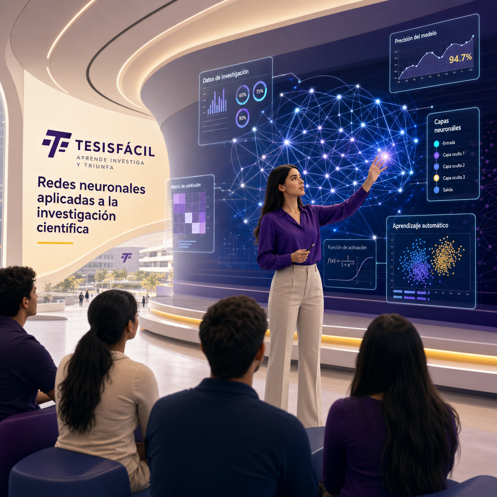 Representación moderna de inteligencia artificial aplicada en la educación superior con elementos tecnológicos y símbolos académicos integrados