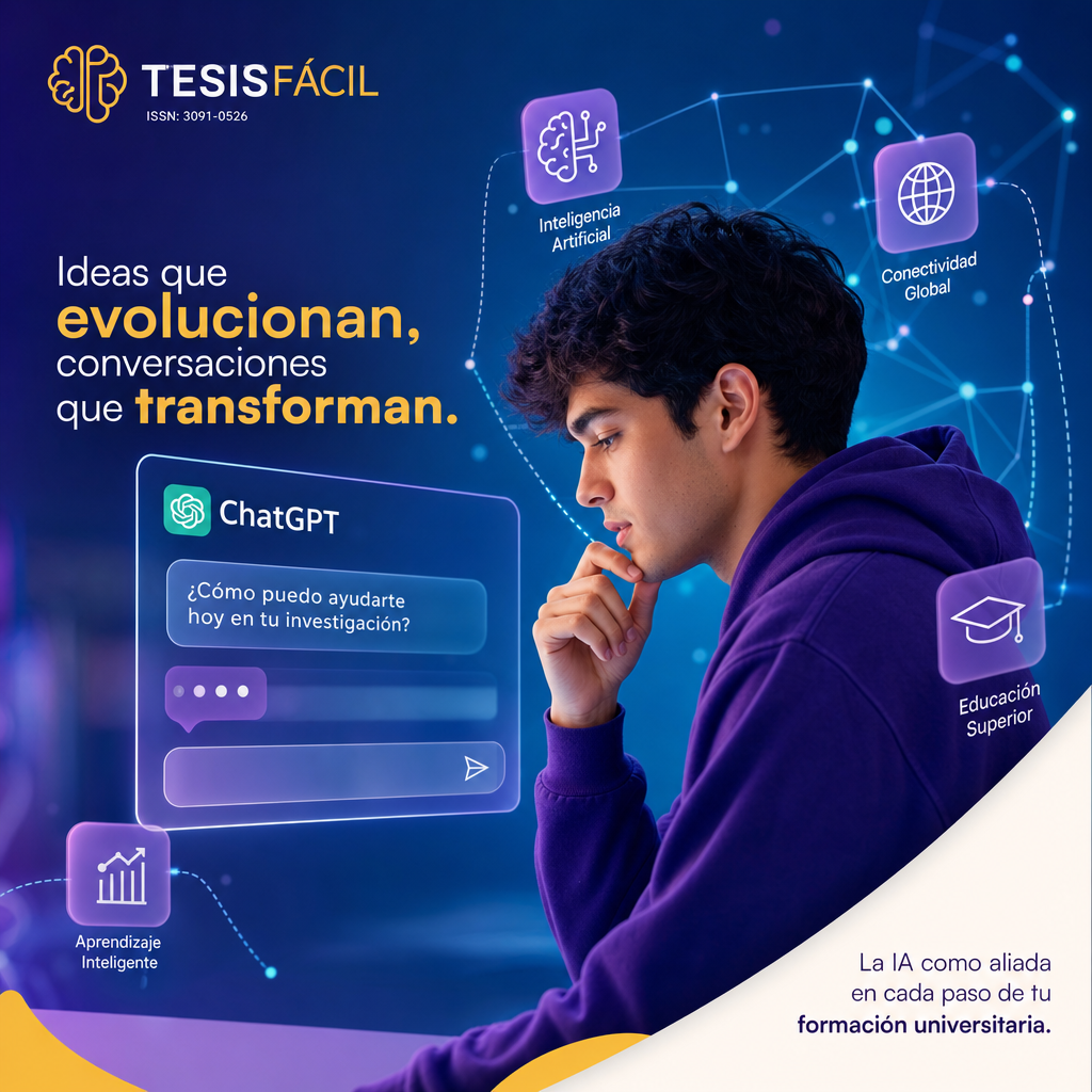 Estudiante usando ChatGPT en la computadora para realizar un proyecto universitario integrando inteligencia artificial en su proceso de aprendizaje