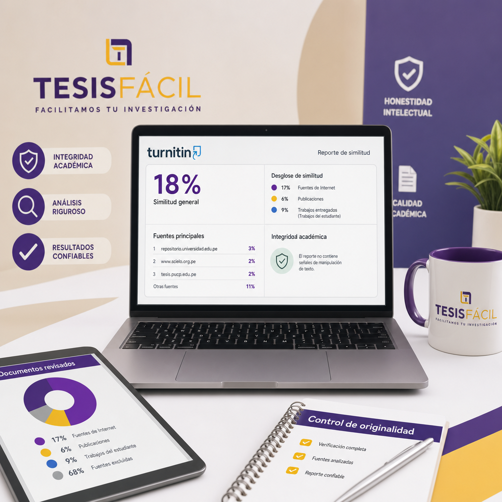 Interfaz digital de Turnitin en una computadora mostrando reporte de originalidad para preservar la integridad académica.
