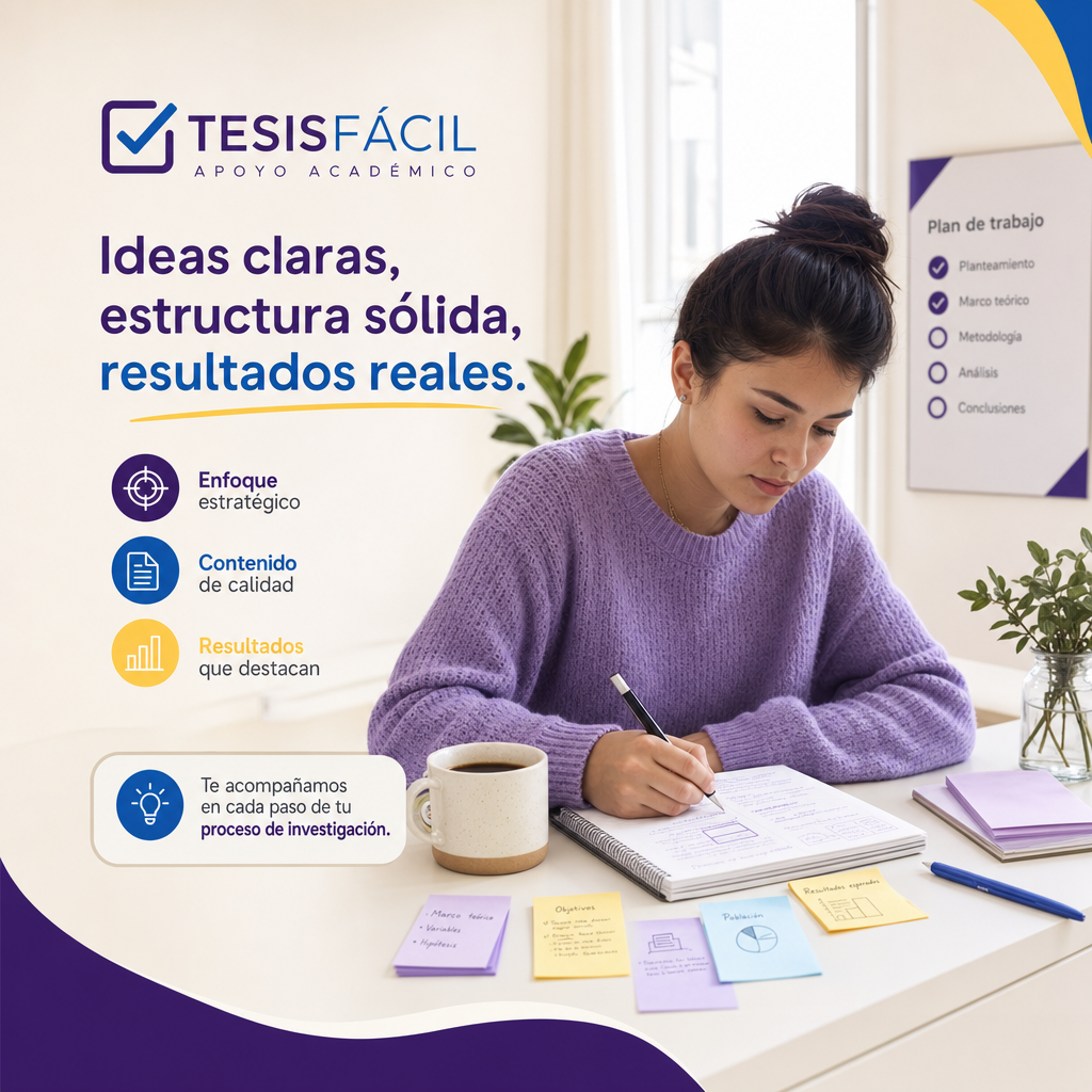 Estudiante concentrado trabajando en la redacción de su tesis en un espacio de estudio acogedor y ordenado, simbolizando la superación de dificultades para terminar la tesis.