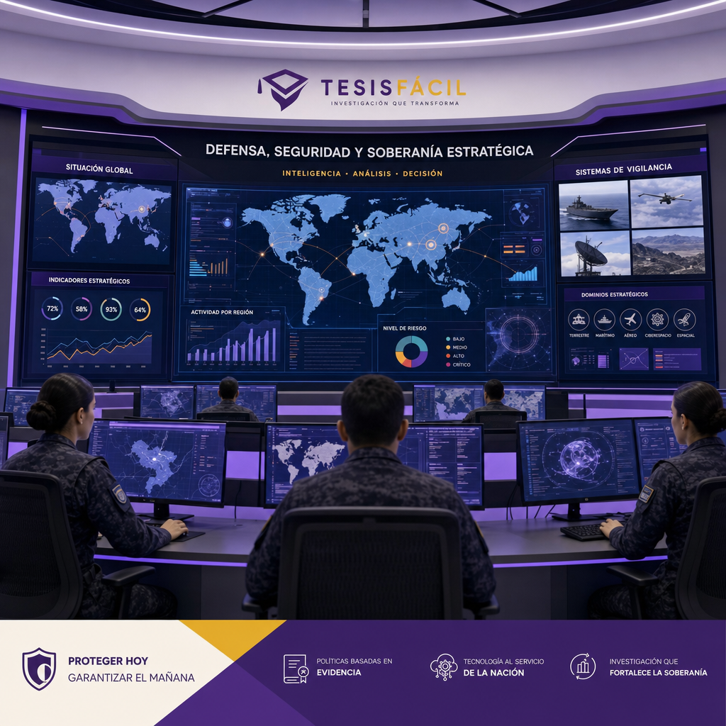 Panel de control digital con mapas estratégicos y datos en torno a defensa y seguridad para ilustrar tendencias futuras en soberanía estratégica