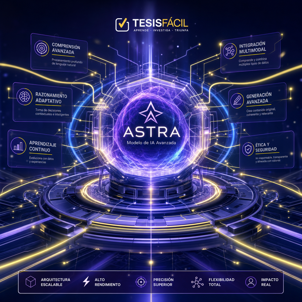 Representación moderna y elegante del modelo Astra de OpenAI como un núcleo tecnológico avanzado en inteligencia artificial.