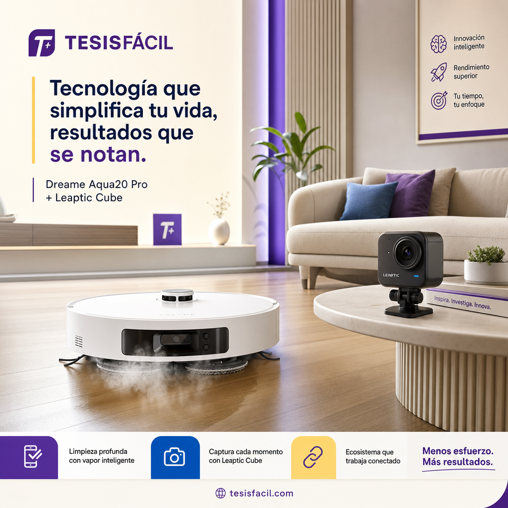 Robot aspirador con vapor Dreame Aqua20 Pro limpiando suelo de madera en un hogar moderno, mostrando tecnología avanzada de limpieza inteligente